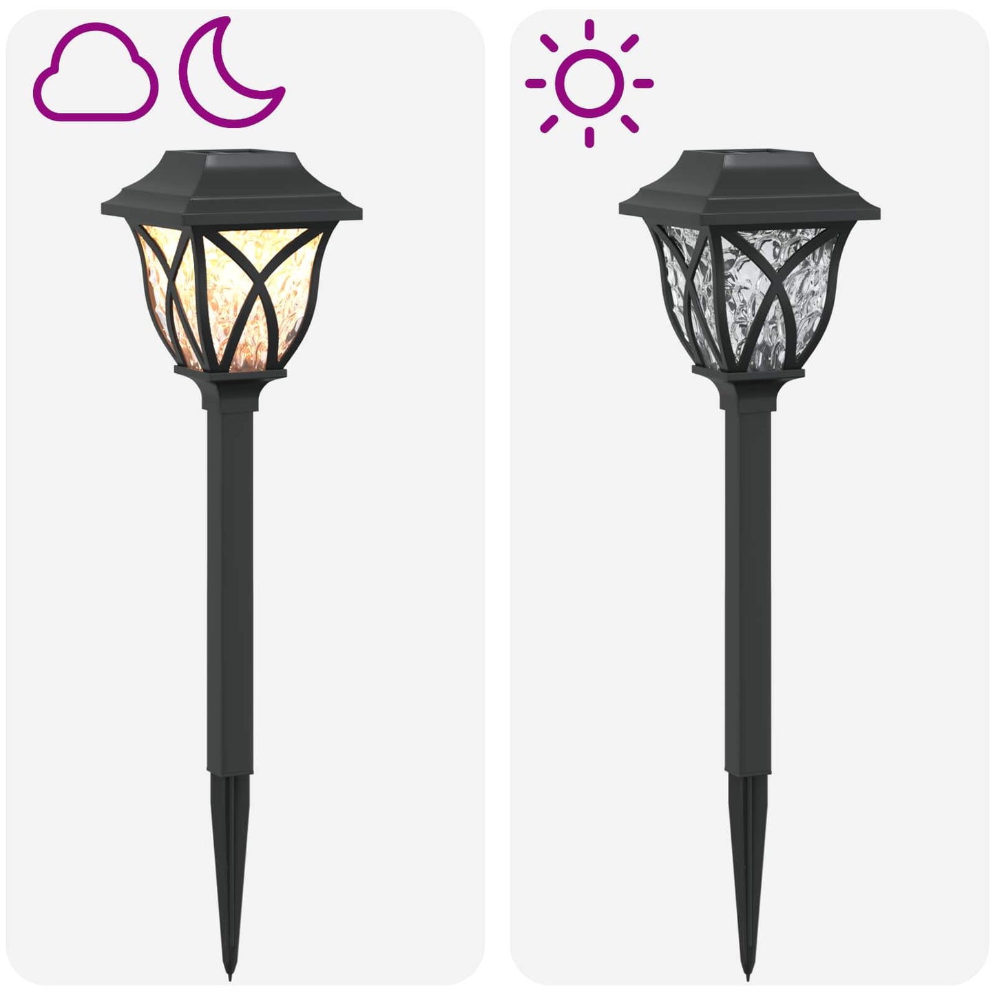 vidaXL Outdoor Solar Lights with Ground Spike 6 pcs Warm White 42 cm