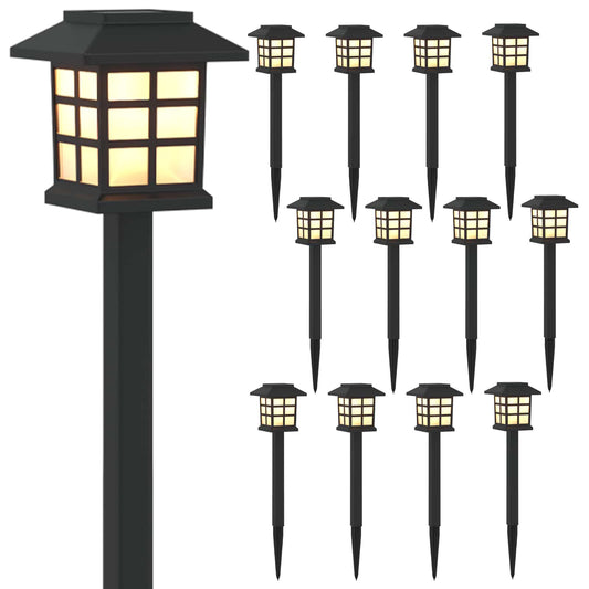 vidaXL Outdoor Solar Lights with Ground Spike 12 pcs Warm White PP