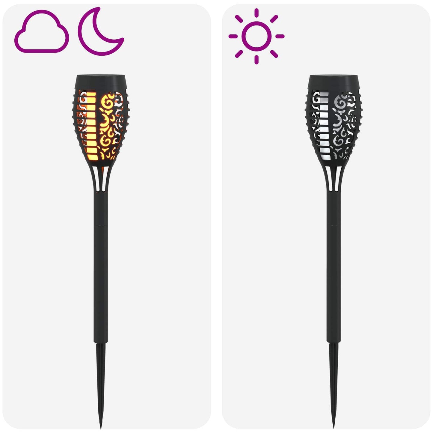 vidaXL Outdoor Solar Lights with Ground Spike 6 pcs Warm White 47.5 cm