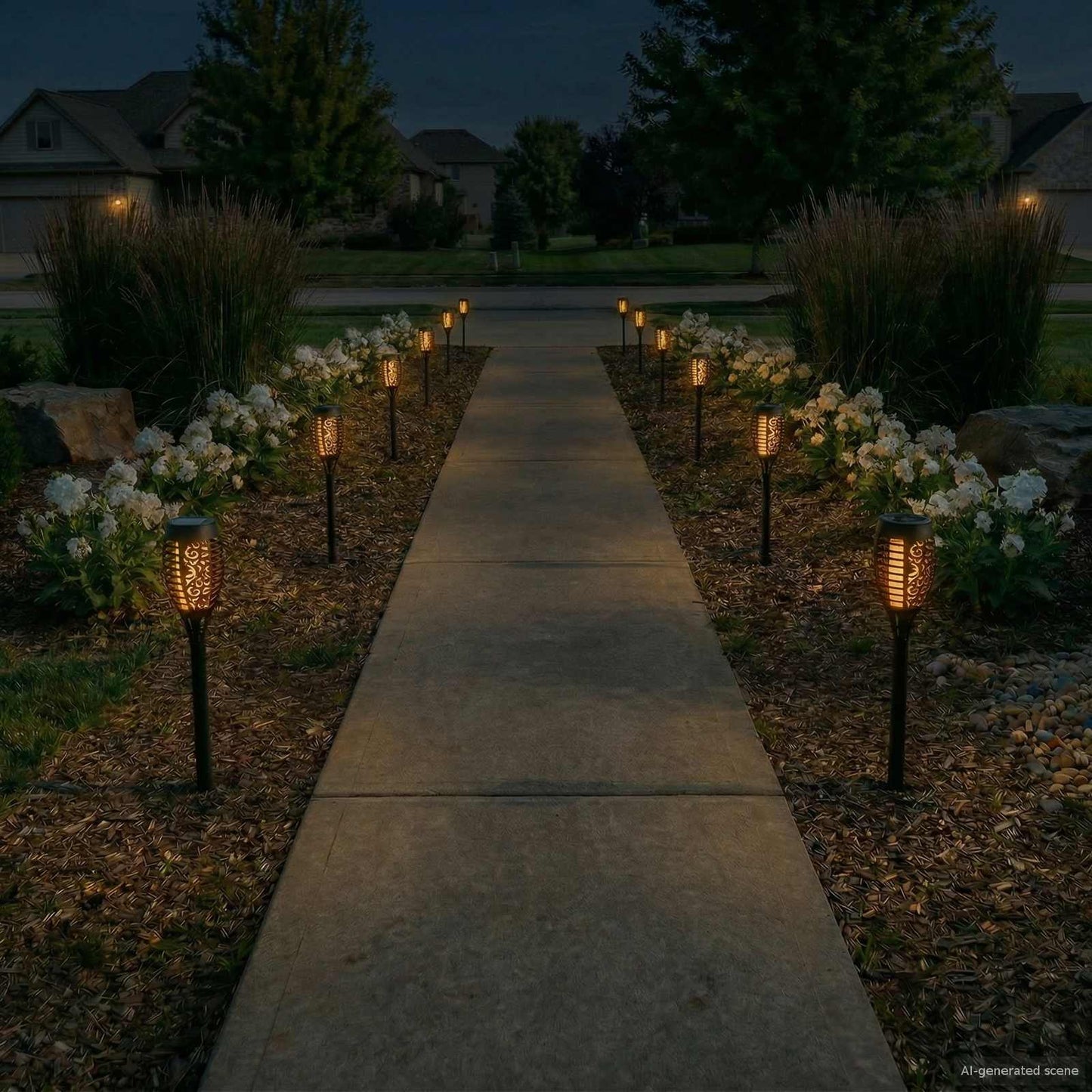 vidaXL Outdoor Solar Lights with Ground Spike 12 pcs Warm White ABS