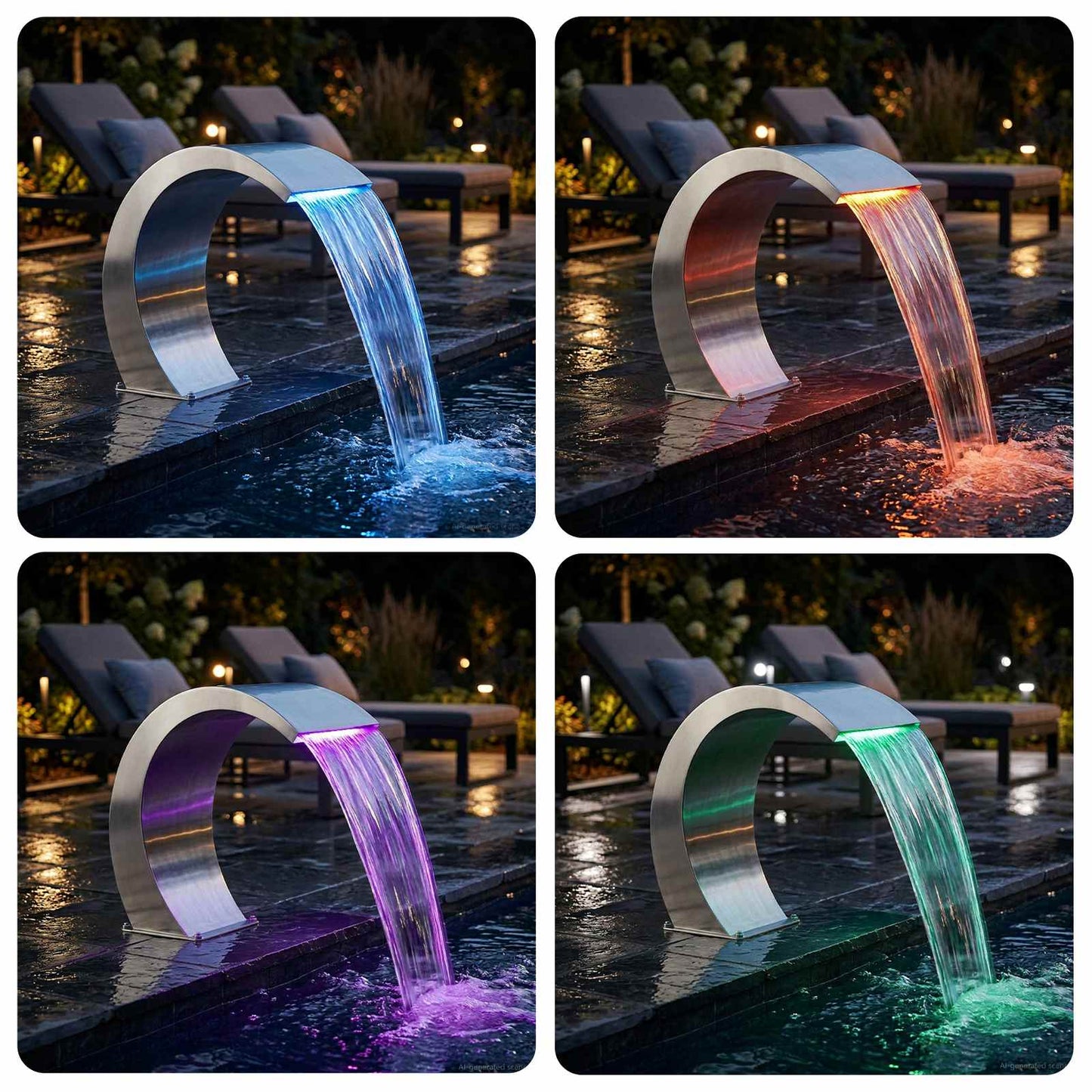 vidaXL Pool Fountain Silver 61 x 30 x 71 cm Stainless Steel
