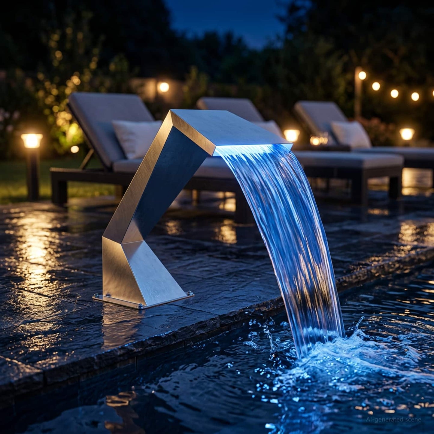 vidaXL Pool Waterfall Stainless Steel 63.5 x 29 x 51 cm Silver