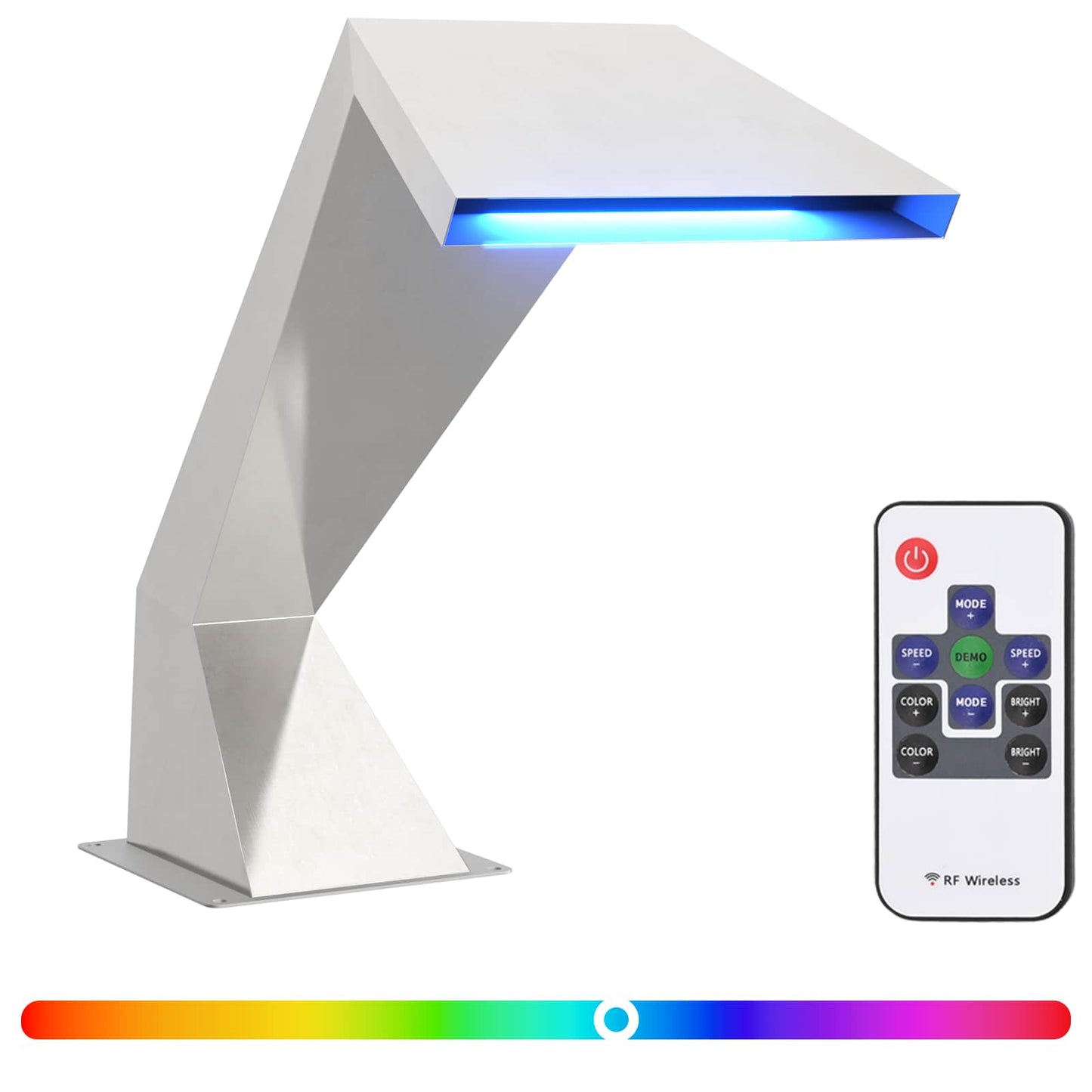 vidaXL Pool Waterfall with RGB LEDs Stainless Steel 63.5 x 29 x 51 cm