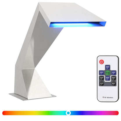 vidaXL Pool Waterfall with RGB LEDs Stainless Steel 63.5 x 29 x 51 cm