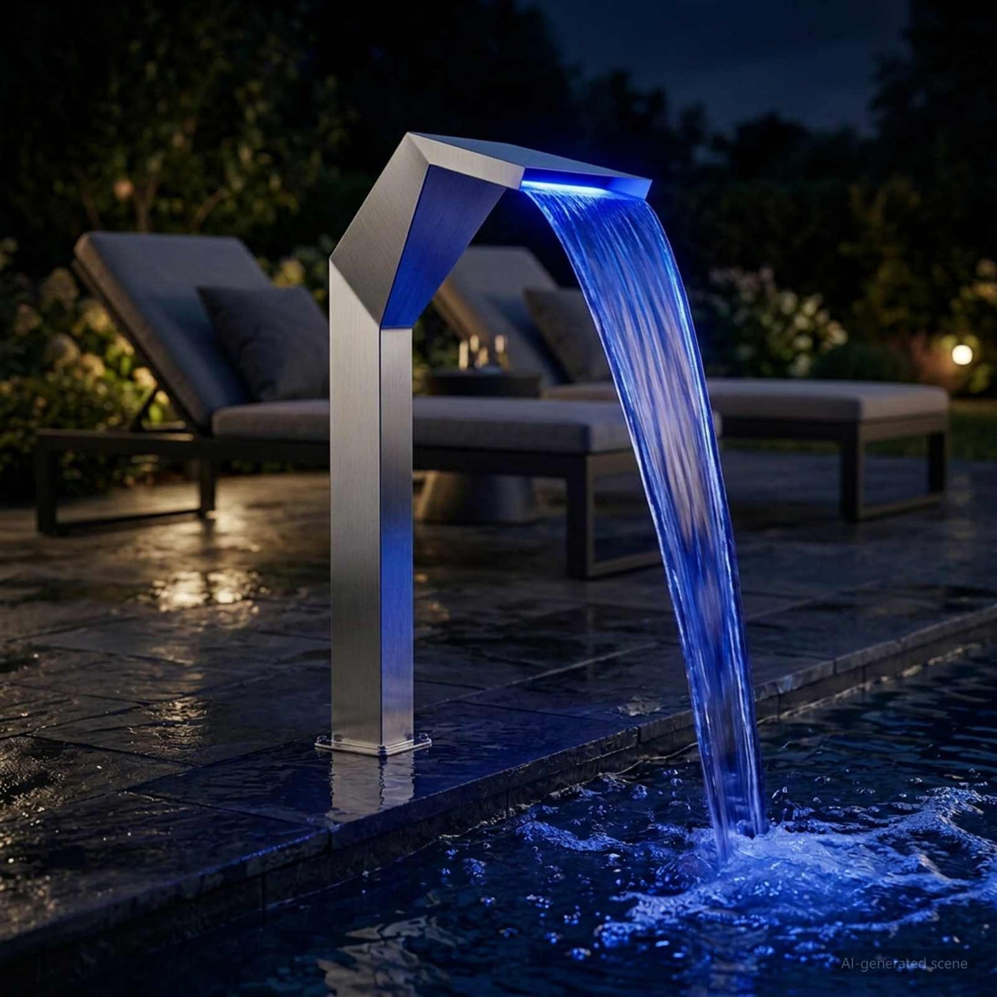 vidaXL Pool Waterfall Stainless Steel 50 x 30 x 90 cm Silver