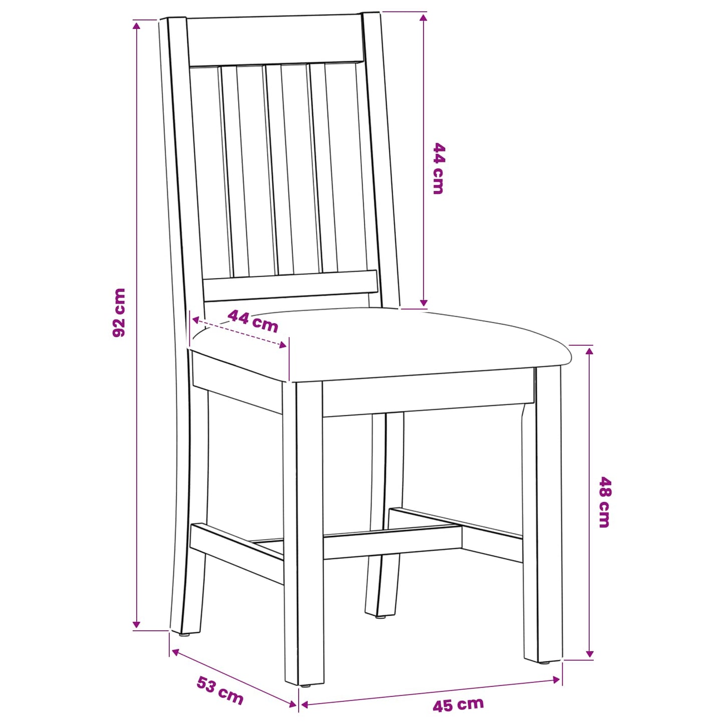 vidaXL Dining Chair VENLO 2 pcs Solid Oak Wood Natural and Grey