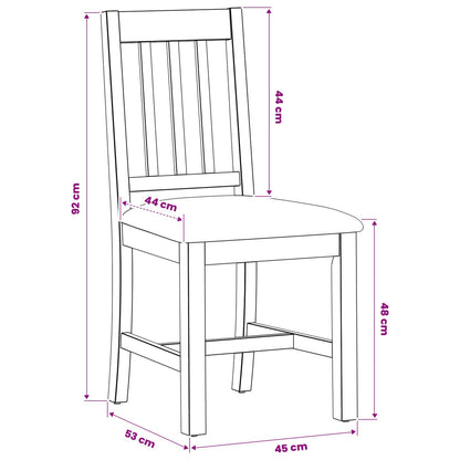 vidaXL Dining Chair VENLO 2 pcs Solid Oak Wood Natural and Grey