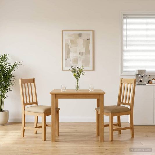 vidaXL Dining Chair VENLO 2 pcs Solid Oak Wood Beige 45 x 53 x 92 cm
