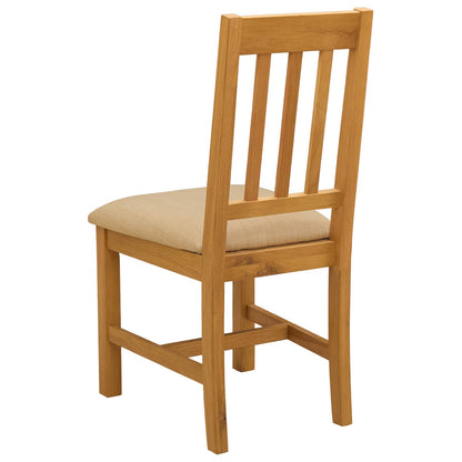 vidaXL Dining Chair VENLO 2 pcs Solid Oak Wood Beige 45 x 53 x 92 cm