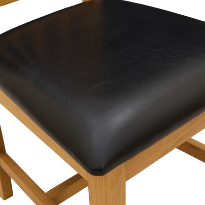 vidaXL Dining Chair VENLO 2 pcs Solid Oak Wood Black 45 x 53 x 92 cm