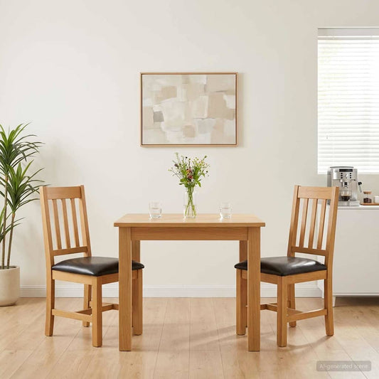 vidaXL Dining Chair VENLO 2 pcs Solid Oak Wood Black 45 x 53 x 92 cm