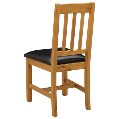 vidaXL Dining Chair VENLO 2 pcs Solid Oak Wood Black 45 x 53 x 92 cm