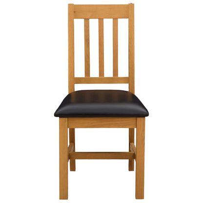 vidaXL Dining Chair VENLO 2 pcs Solid Oak Wood Black 45 x 53 x 92 cm