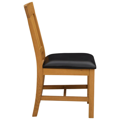 vidaXL Dining Chair VENLO 2 pcs Solid Oak Wood Black 45 x 53 x 92 cm