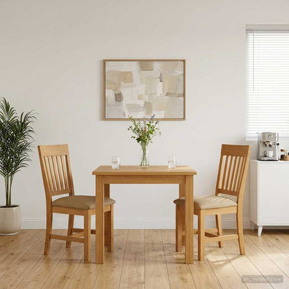 vidaXL Dining Chair 2 pcs Solid Oak Wood Beige 45 x 59 x 92 cm