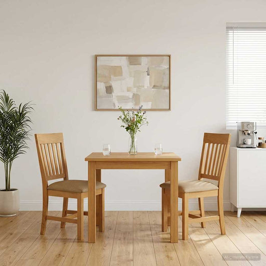 vidaXL Dining Chair 2 pcs Solid Oak Wood Beige 45 x 59 x 92 cm
