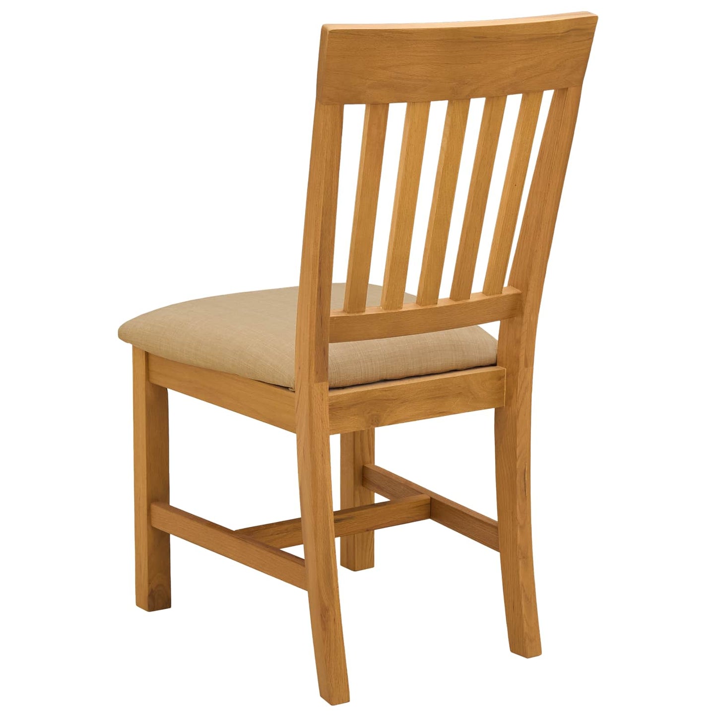 vidaXL Dining Chair 2 pcs Solid Oak Wood Beige 45 x 59 x 92 cm