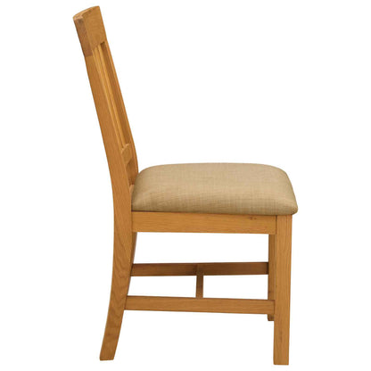 vidaXL Dining Chair 2 pcs Solid Oak Wood Beige 45 x 59 x 92 cm