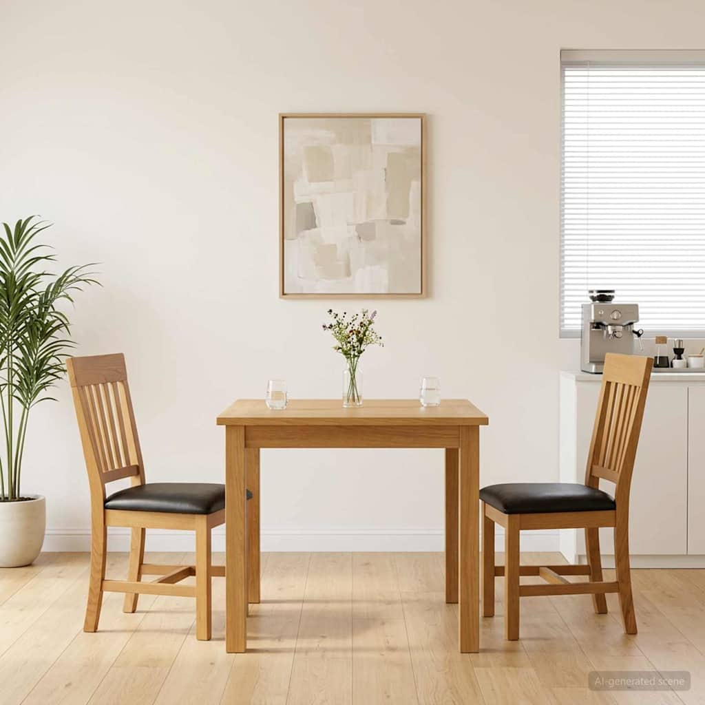 vidaXL Dining Chair 2 pcs Solid Oak Wood Black 45 x 59 x 92 cm