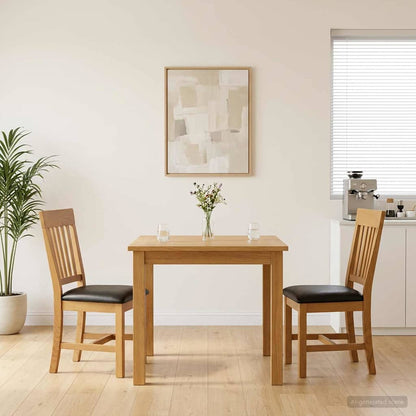 vidaXL Dining Chair 2 pcs Solid Oak Wood Black 45 x 59 x 92 cm