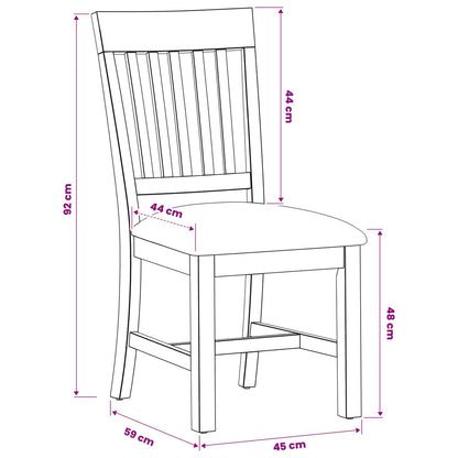 vidaXL Dining Chair 2 pcs Solid Oak Wood Black 45 x 59 x 92 cm