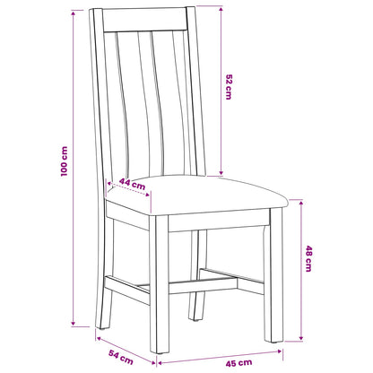 vidaXL Dining Chair 2 pcs Solid Oak Wood Grey 45 x 54 x 100 cm