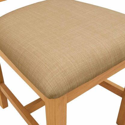 vidaXL Dining Chair 2 pcs Solid Oak Wood Beige 45 x 54 x 100 cm