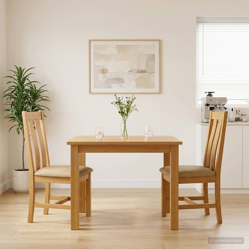 vidaXL Dining Chair 2 pcs Solid Oak Wood Beige 45 x 54 x 100 cm