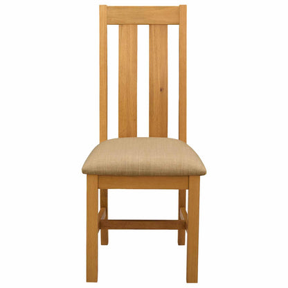 vidaXL Dining Chair 2 pcs Solid Oak Wood Beige 45 x 54 x 100 cm