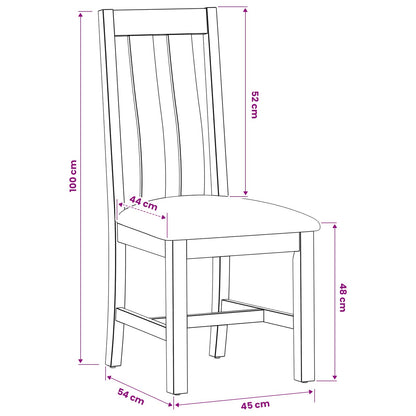 vidaXL Dining Chair 2 pcs Solid Oak Wood Beige 45 x 54 x 100 cm