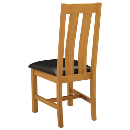 vidaXL Dining Chair 2 pcs Solid Oak Wood Black 45 x 54 x 100 cm