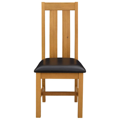 vidaXL Dining Chair 2 pcs Solid Oak Wood Black 45 x 54 x 100 cm