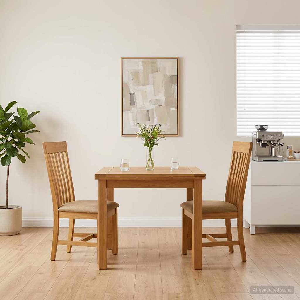 vidaXL Dining Chair 2 pcs Solid Oak Wood Beige 45 x 59.5 x 100 cm