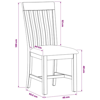 vidaXL Dining Chair 2 pcs Solid Oak Wood Black 45 x 59.5 x 100 cm