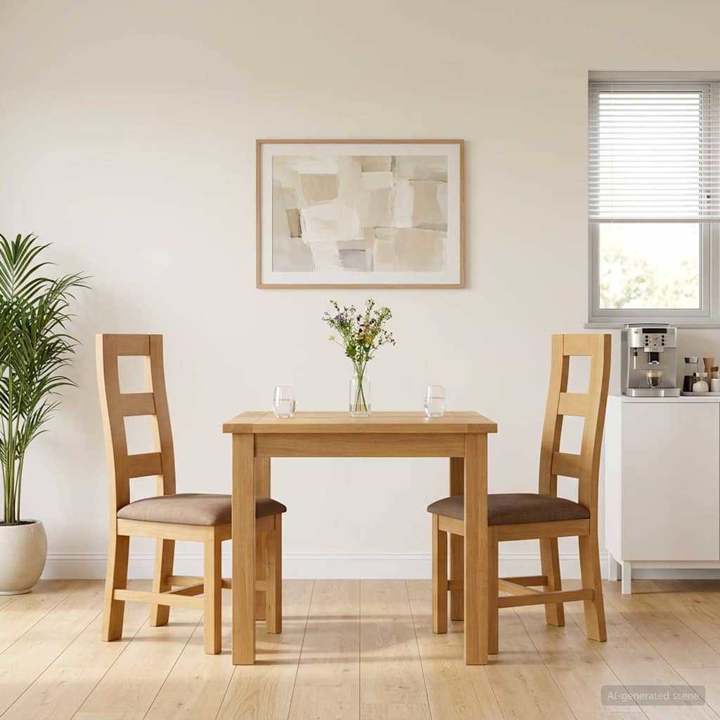 vidaXL Dining Chair 2 pcs Solid Oak Wood Grey 45 x 51 x 105 cm