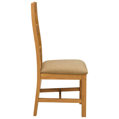 vidaXL Dining Chair 2 pcs Solid Oak Wood Beige 45 x 51 x 105 cm
