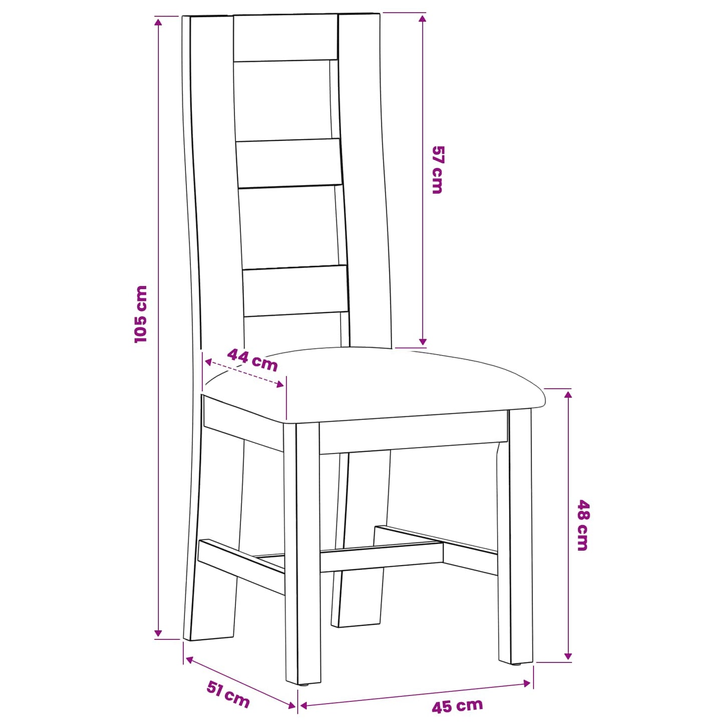 vidaXL Dining Chair 2 pcs Solid Oak Wood Beige 45 x 51 x 105 cm