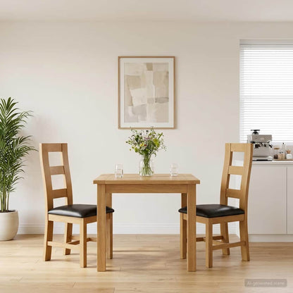 vidaXL Dining Chair 2 pcs Solid Oak Wood Black 45 x 51 x 105 cm