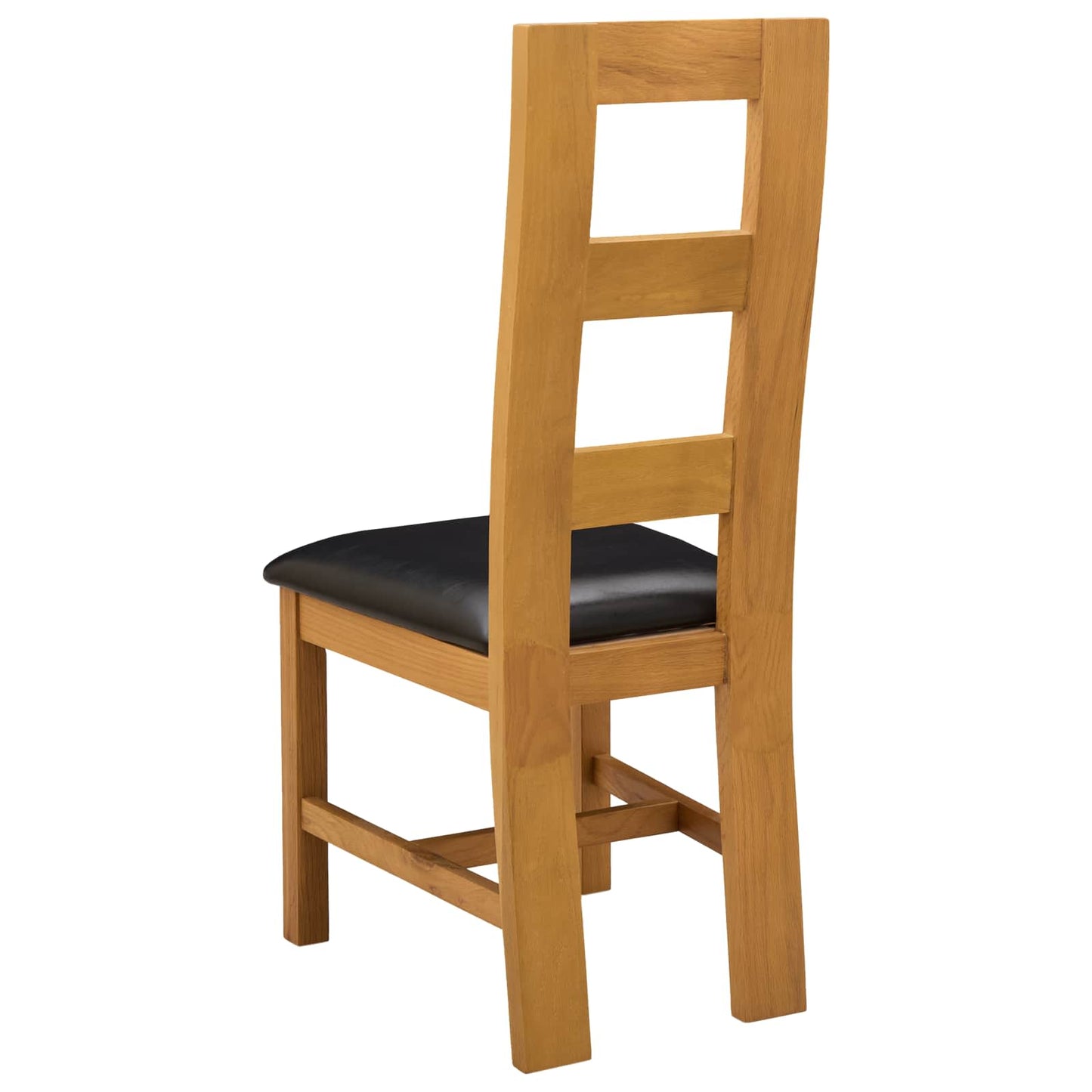 vidaXL Dining Chair 2 pcs Solid Oak Wood Black 45 x 51 x 105 cm