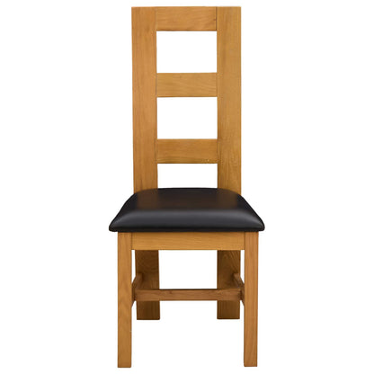 vidaXL Dining Chair 2 pcs Solid Oak Wood Black 45 x 51 x 105 cm