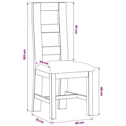 vidaXL Dining Chair 2 pcs Solid Oak Wood Black 45 x 51 x 105 cm