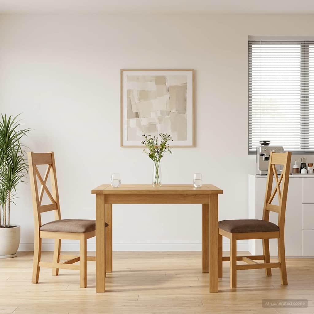 vidaXL Dining Chair 2 pcs Solid Oak Wood Grey 45 x 54 x 105 cm