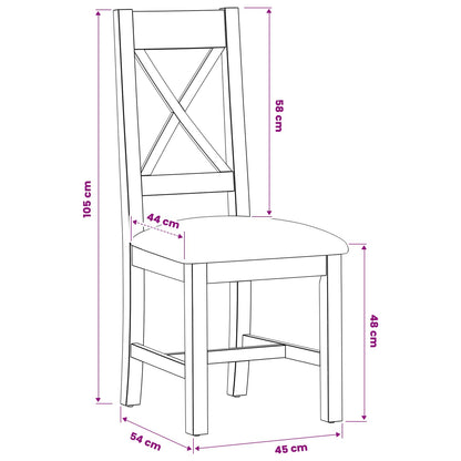 vidaXL Dining Chair 2 pcs Solid Oak Wood Grey 45 x 54 x 105 cm