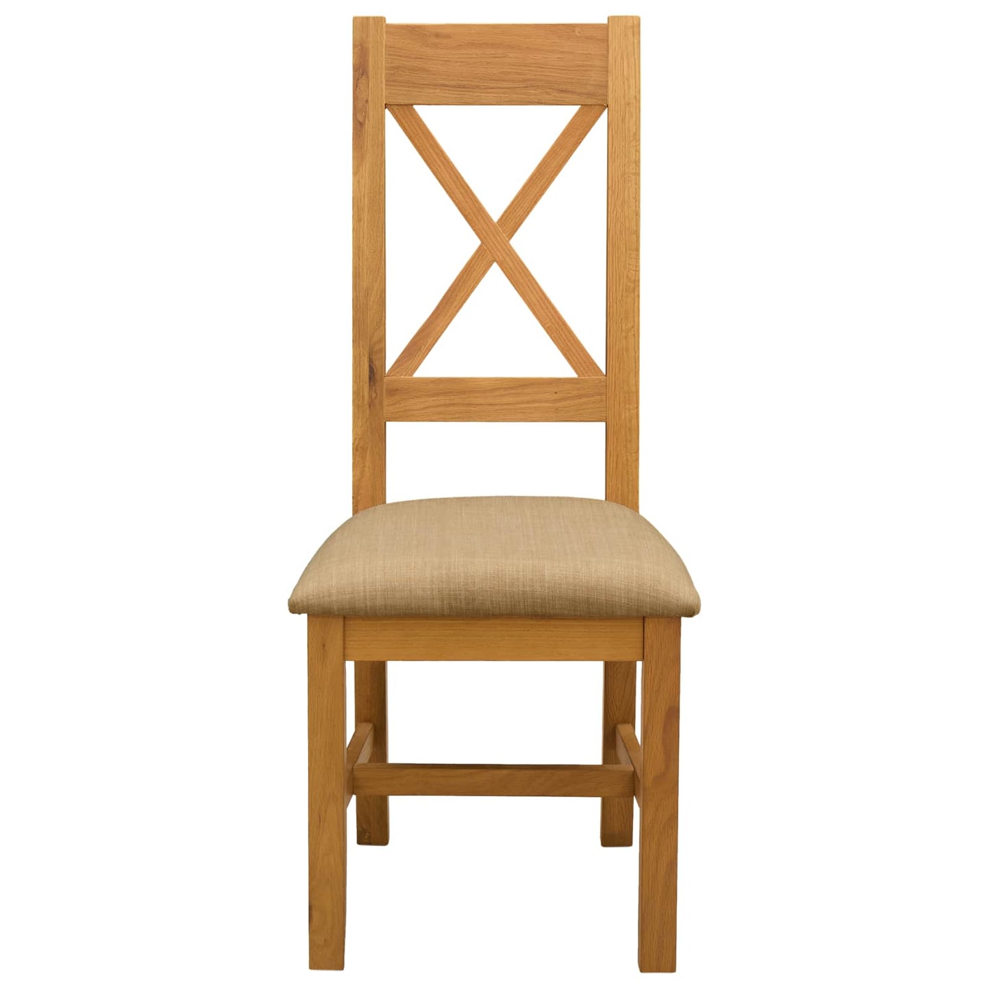 vidaXL Dining Chair 2 pcs Solid Oak Wood Beige 45 x 54 x 105 cm