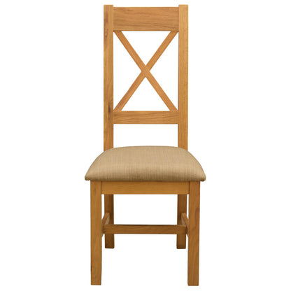 vidaXL Dining Chair 2 pcs Solid Oak Wood Beige 45 x 54 x 105 cm
