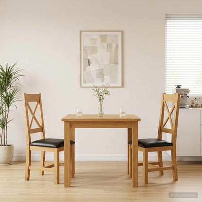 vidaXL Dining Chair 2 pcs Solid Oak Wood Black 45 x 54 x 105 cm