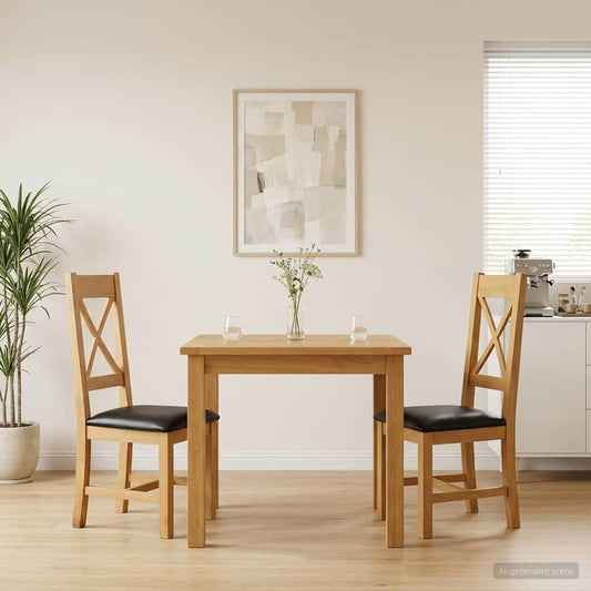 vidaXL Dining Chair 2 pcs Solid Oak Wood Black 45 x 54 x 105 cm