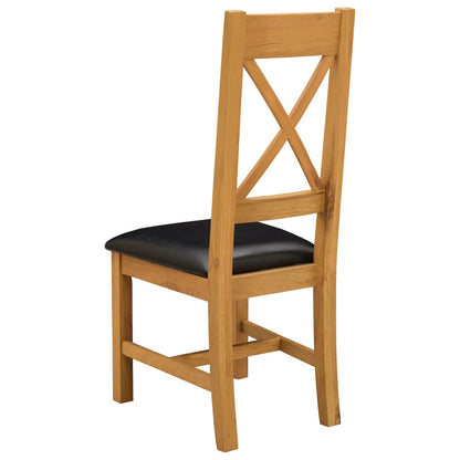 vidaXL Dining Chair 2 pcs Solid Oak Wood Black 45 x 54 x 105 cm