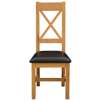 vidaXL Dining Chair 2 pcs Solid Oak Wood Black 45 x 54 x 105 cm