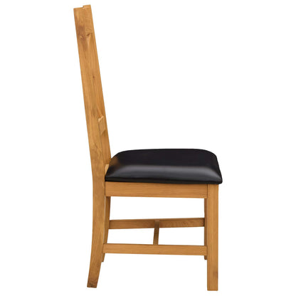 vidaXL Dining Chair 2 pcs Solid Oak Wood Black 45 x 54 x 105 cm